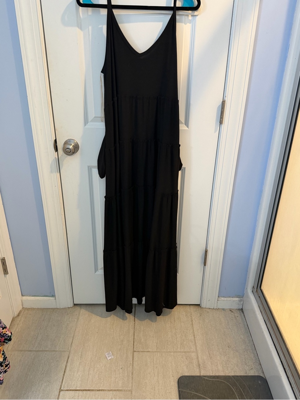 Zenana Outfitters Black Tiered Maxi Dress with Pockets